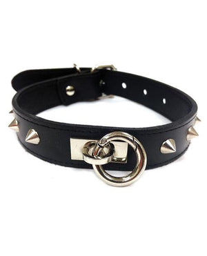 Choker - Collar BDSM en forme de V en cuir avec Ring - Collier