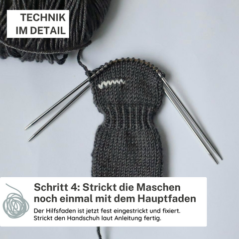 Schritt 4: Strickt die Maschen noch einmal mit dem Hauptfaden