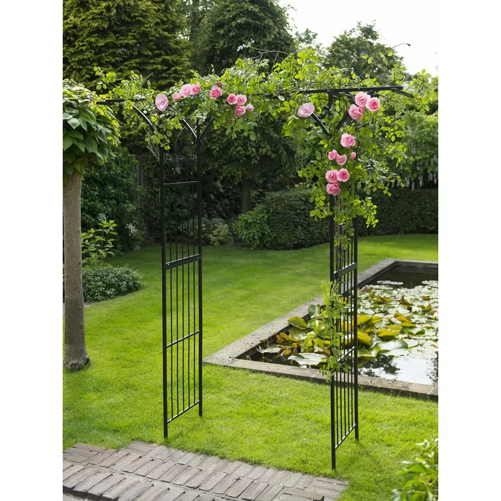 Steel Rose Arch Pergola in Black 114 x 66 x 232 cm – Patio Eden Ltd