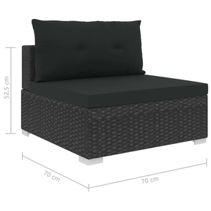 Black 6 Piece Rattan Garden Furniture Set Including Cushions