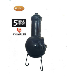 Sempra Large Chimenea Fire Pit Chimalin AFC in Glazed Black