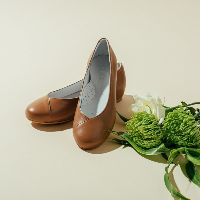 tan leather flats for bunions