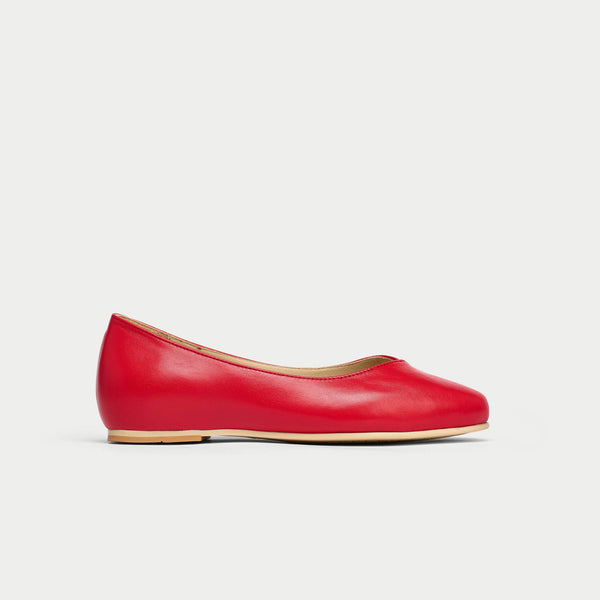 charlotte red leather ballet flats for wide feet 