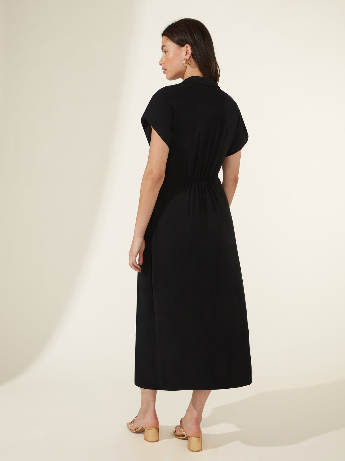 Black Shirred Waist Shirt Dress – Ro&Zo