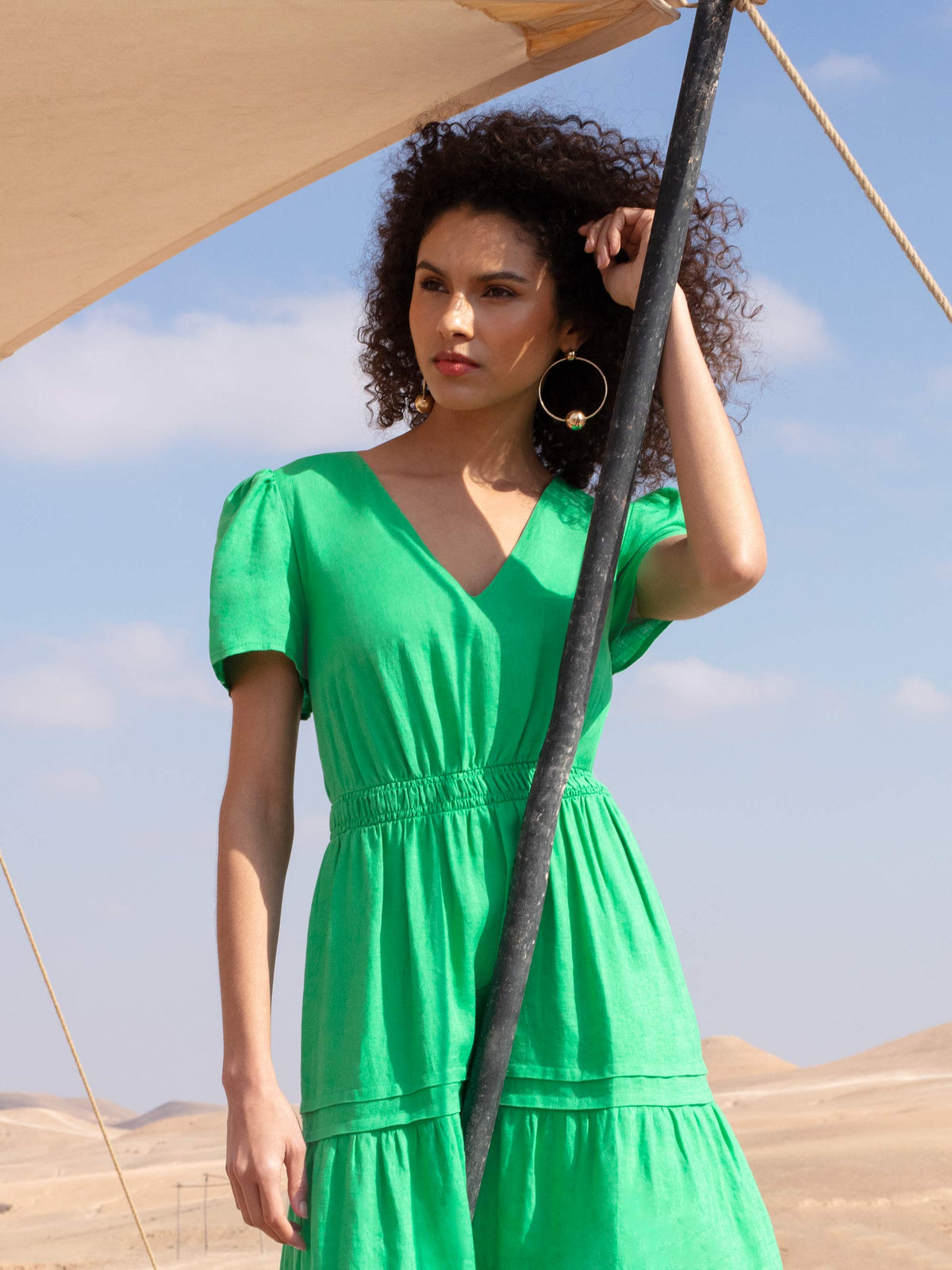 Linen Midi Dress With Adjustable Straps LINDA, Flowy Linen Dress, Linen  Beach Dress in Green, White or Other Color, Linen Sundress 