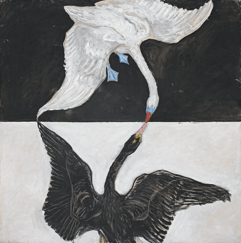 Betoverende weergave van "The Swan" door Hilma af Klint, een samenspel van kleur en emotie.