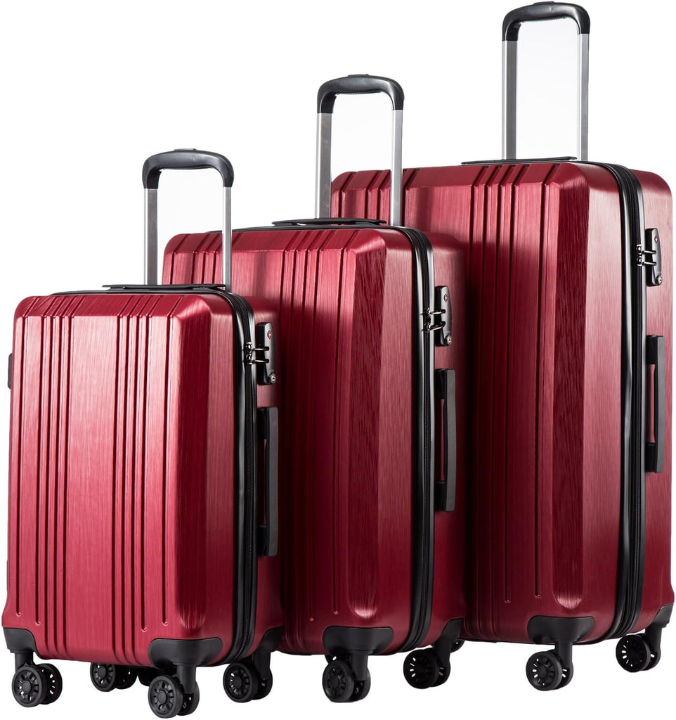 Coolife Luggage Expandable Suitcase PC+ABS 3 Piece Set - Travelking