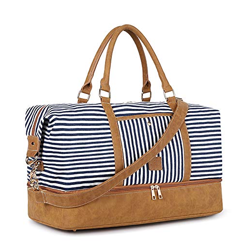 Realer Weekender Bag, Womens Overnight Bag Carryon Weekend Travel Duffel  Tote with Shoe Compartment Flight Approved