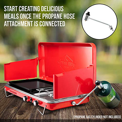 Abba Double Burner Portable Propane Stovetop - Lightweight Alloy Steel Portable Stove - Stove for Camping, Patio & Outdoor Activities, 13.19 x