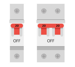 Single and Double Pole Circuit Breaker Illustrations