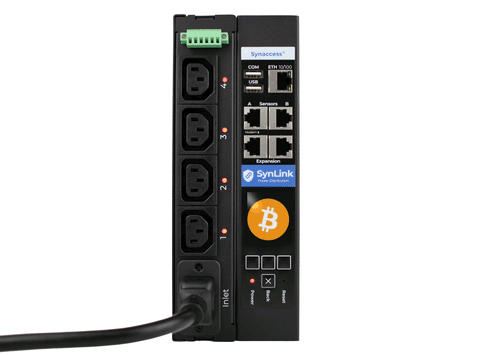SynLink PDU with Bitcoin Mining Rewards on LCD Screen