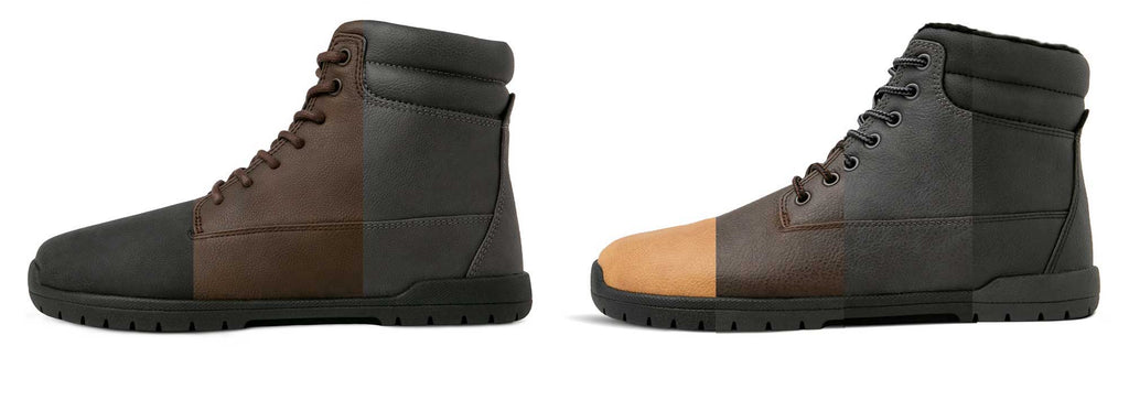 Barefoot boots Patrol Lite on the left and Patrol Winter on the right