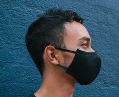 person wearing cloth face mask