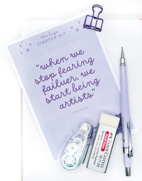 Artist quote, bullet journal supplies