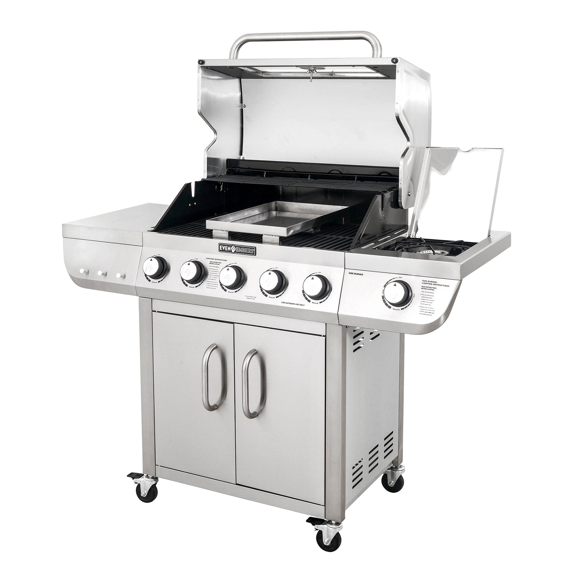 Even Embers Five Burner Stainless Steel Gas Grill with Window