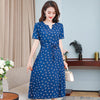 Plus Size XL-6XL New Women Summer Long Dress Slim Flowers Print Dress - Amexza.com
