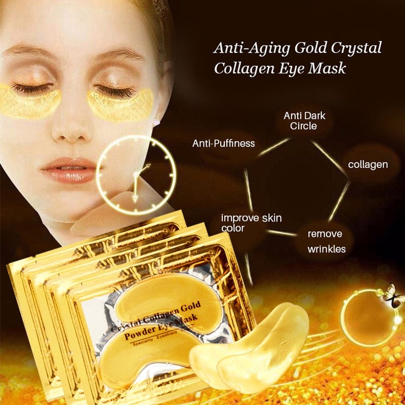 InniCare 20Pcs Crystal Collagen Gold Eye Mask Anti-Aging Dark Circles Acne Beauty Patches For Eye Skin Care Korean Cosmetics - Amexza.com