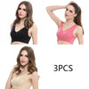 3pcs/set Push Up Lace Solid Color Cross Side Sports Bra - Amexza.com