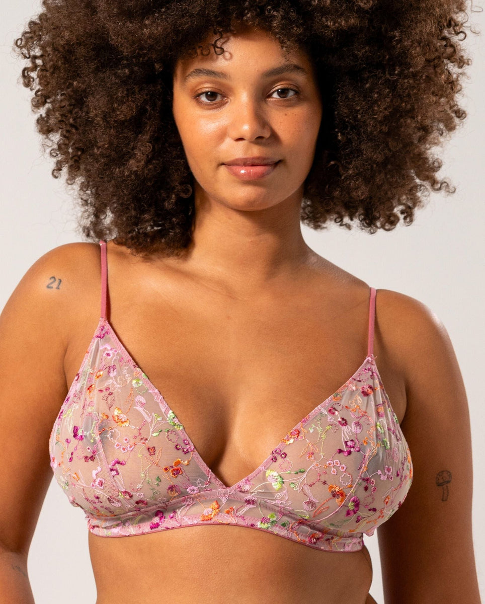 Mesh Triangle Bralette Pink