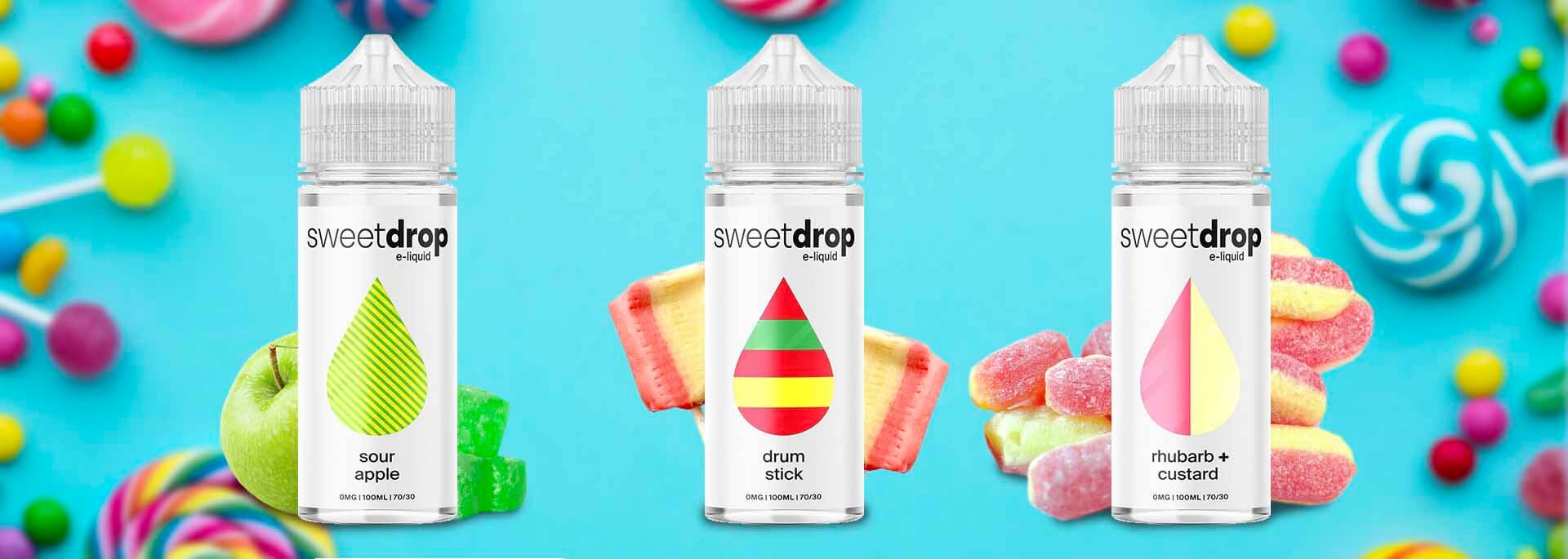 E-Liquid Flavours at London Vape House. Sweet Drop Sweet Drop is the newest eliquid range from the Drop Liquids that mixes the best vape ingredients and eliquid flavours to create nostalgic and sweet, fruity vape blends such as the sweet shop classic, Drum Stick and Sour Apple. These delicious Vape eLiquids by Sweet Drop are available in 100ml shortfills with classic, sweet eliquid flavours with a twist and space for nicotine boosters.