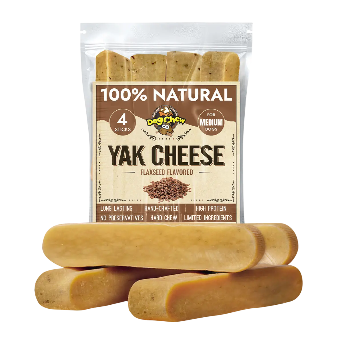 Flaxseed Yak Dog Chew – Natural & Digestible Yak Milk Treat