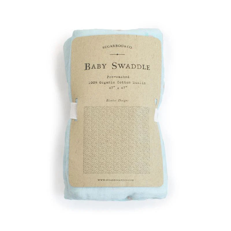 Blue Floral Swaddle Baby Blanket