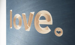 love engraved into Birch Plywood | Apple & Bee