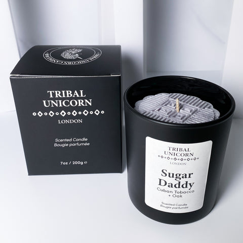 Sugar Daddy Candle, Gray patterned candle