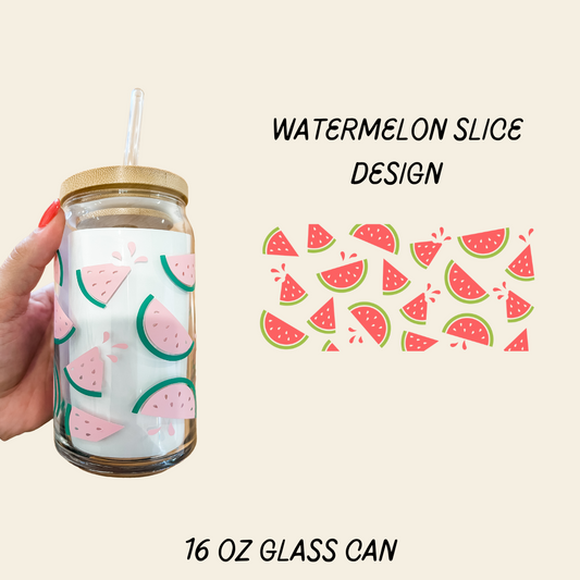 Watermelon 16 oz Glass Can Cup