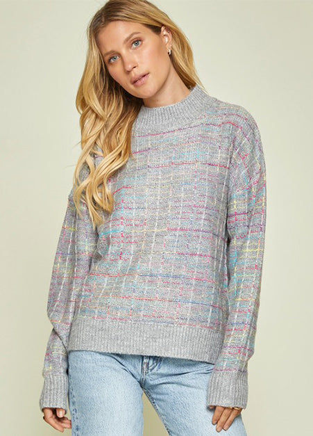 Andree By Unit | Space Dye Stitch Grey Sweater | Teacher Style Box