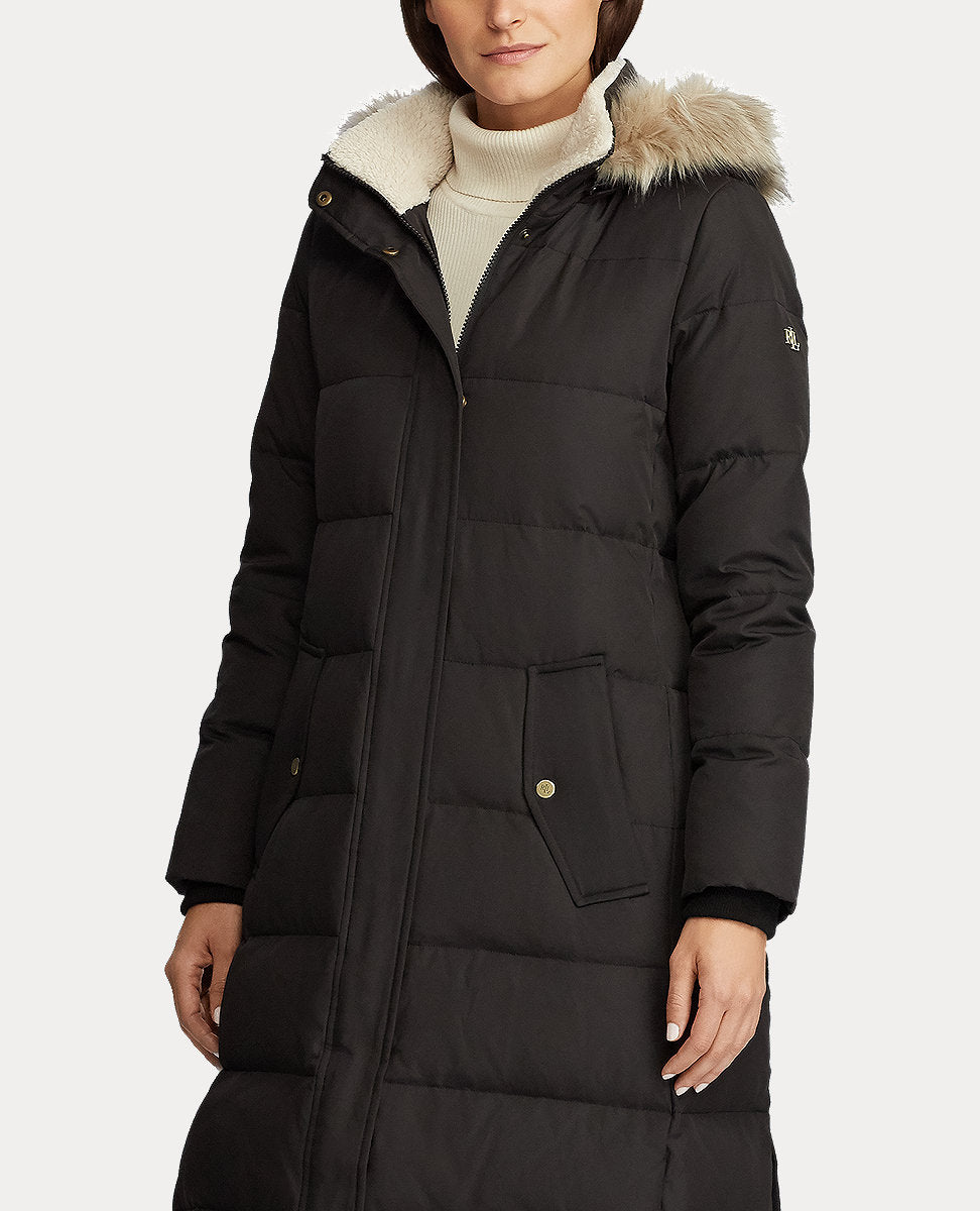 Lauren Ralph Lauren | Faux Fur–Trim Down Coat In Black | Teacher Style Box