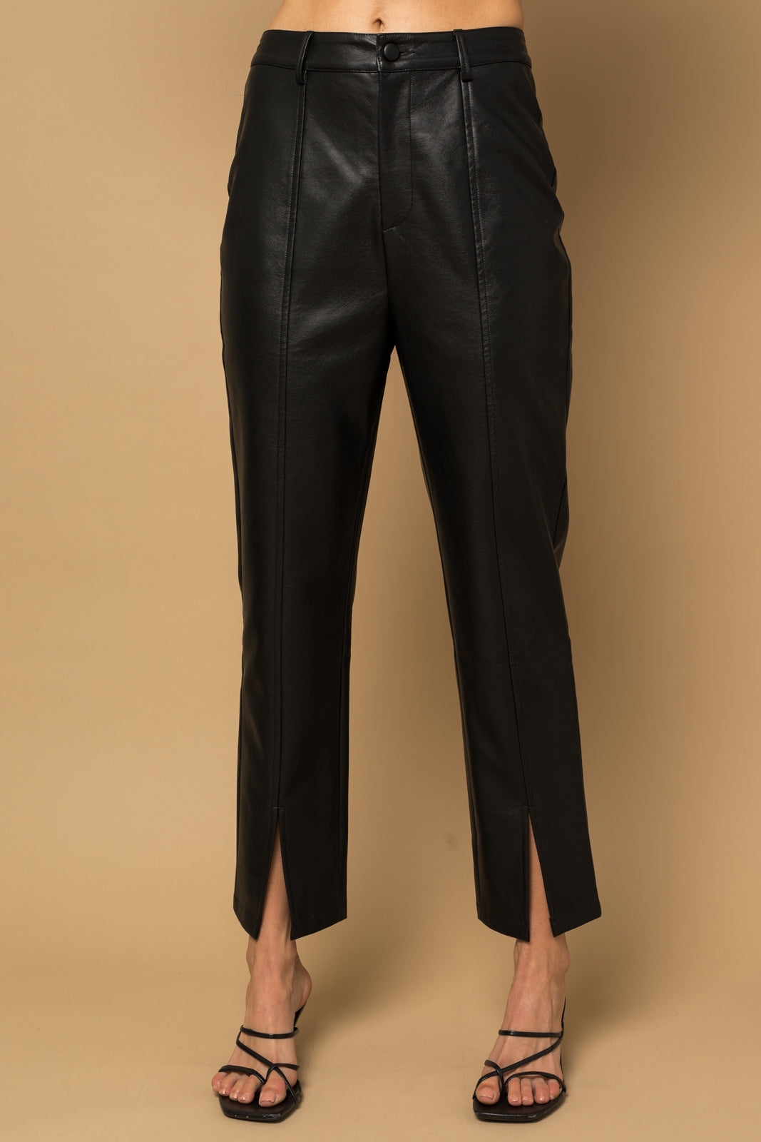 Gilli | High Waisted Split Hem Vegan Leather Pants | Teacher Style Box