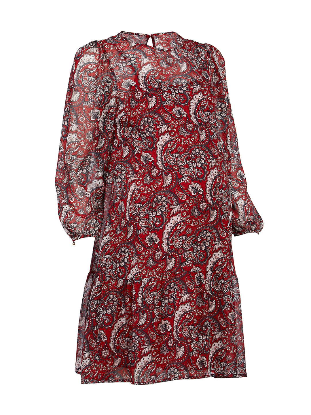 LOFT | Maternity Shimmer Paisley Flounce Dress in Crimson Spark ...