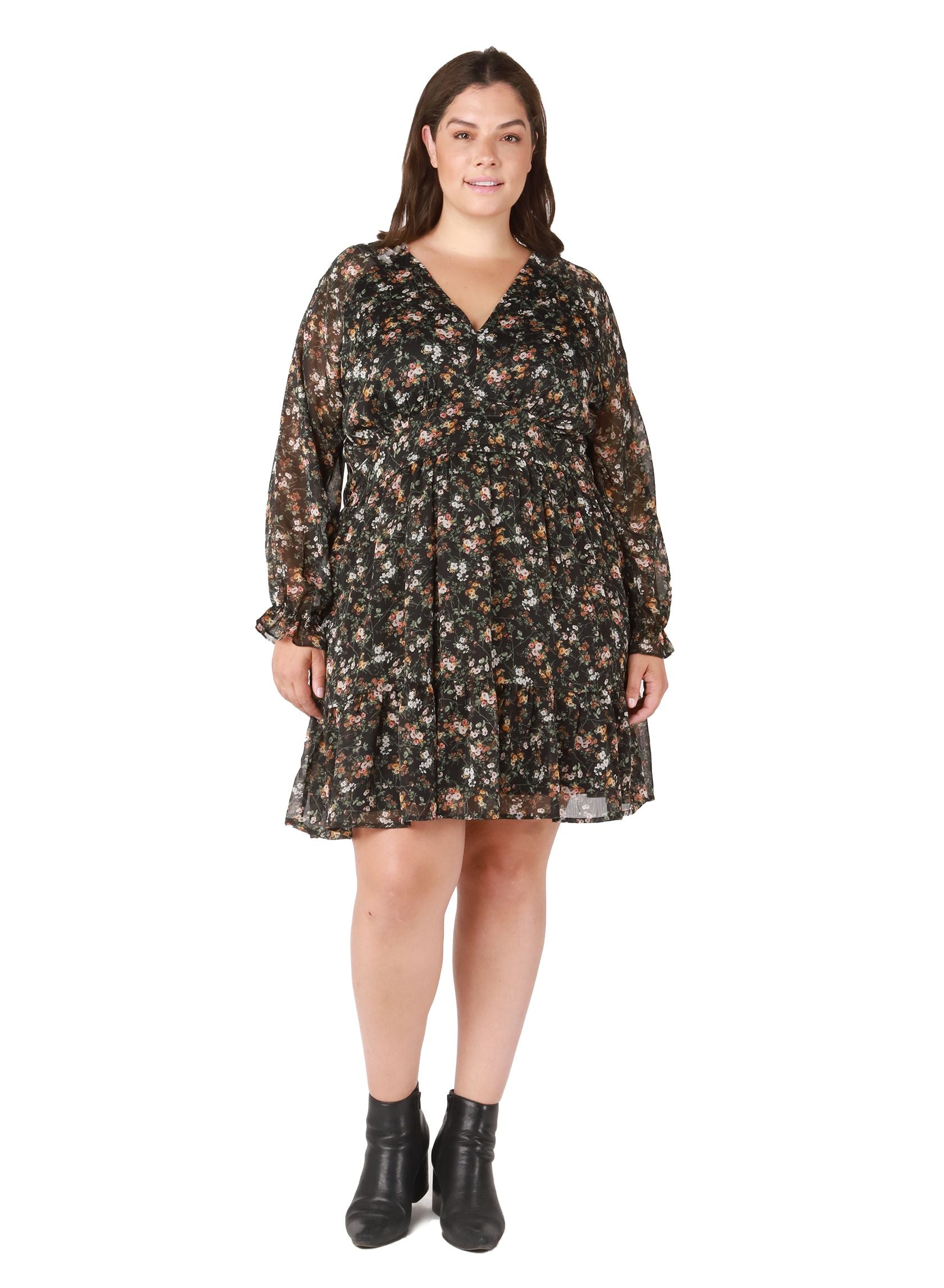 Dex Plus | Tiered Wrap Dress in Garden Floral | Teacher Style Box