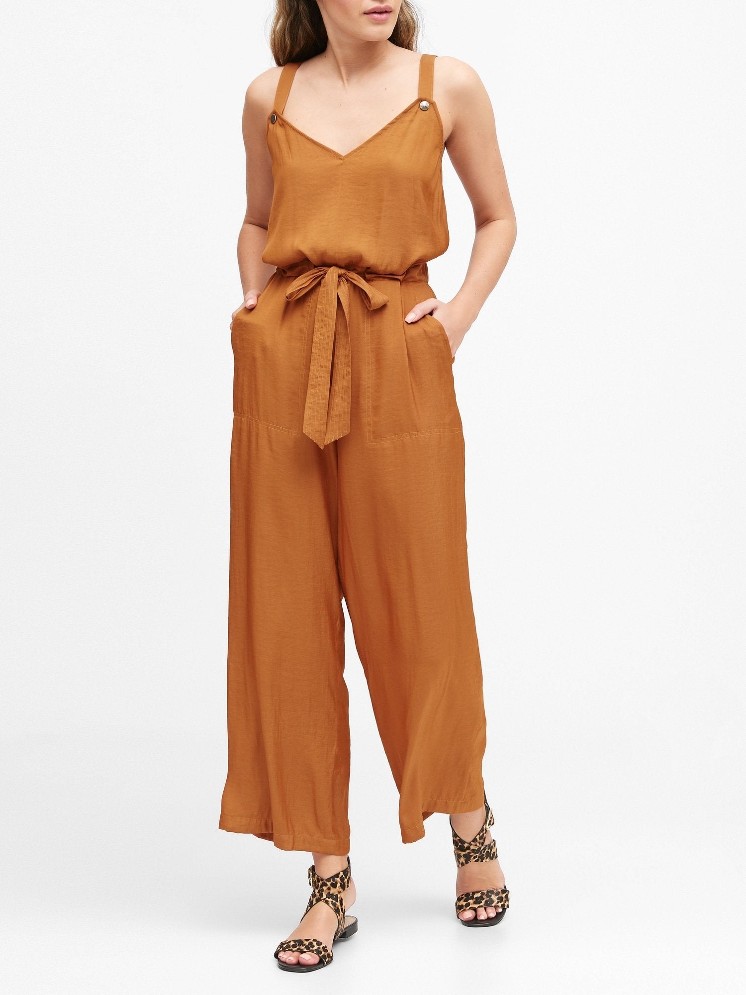 Banana Republic | Utility Jumpsuit in Nutmeg Spice With Gold Snaps ...