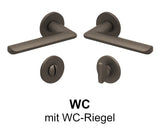 Drückergarnitur SCOOP Formspiele, Variante WC mit WC-Riegel Titanium