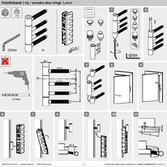 Montageanleitung für 3-teiliges Türband AXUM von GRIFFWERK