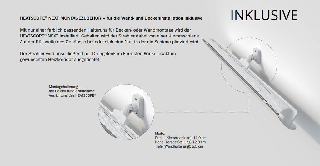 HEATSCOPE-Heizstrahler NEXT Halter inklusive Weiß White