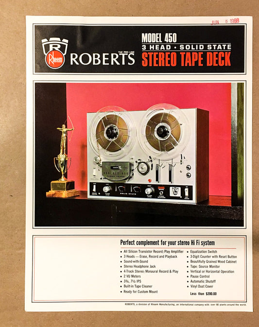 Roberts Reel to Reel Tape Recorder Dealer Brochure *Original* – Vintage  Audio Store - Vintage Service Manuals, Stereo Brochures and Parts