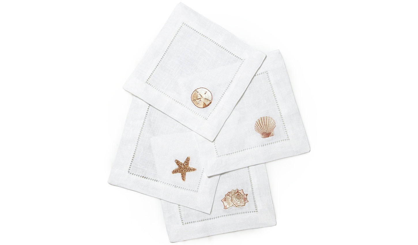 SFERRA Beachcomber Embroidered Cocktail Napkins