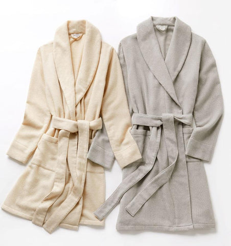 Sferra Sardinia Cashmere Robes in Ivory and Grey