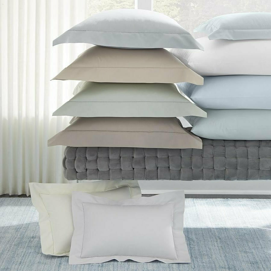 Sferra Celeste Stack Layered Shams Lifestyle White Fine Linens