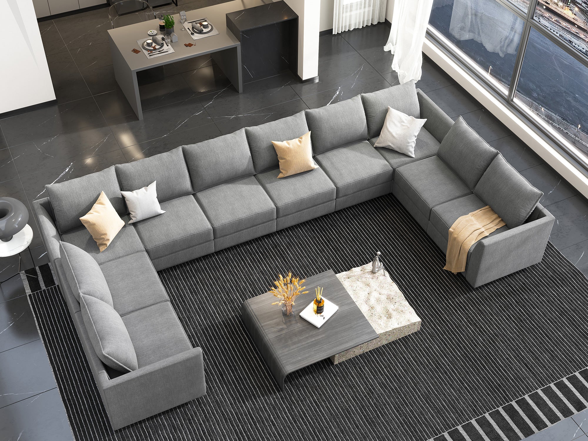 11 seat clearance u shaped sectional