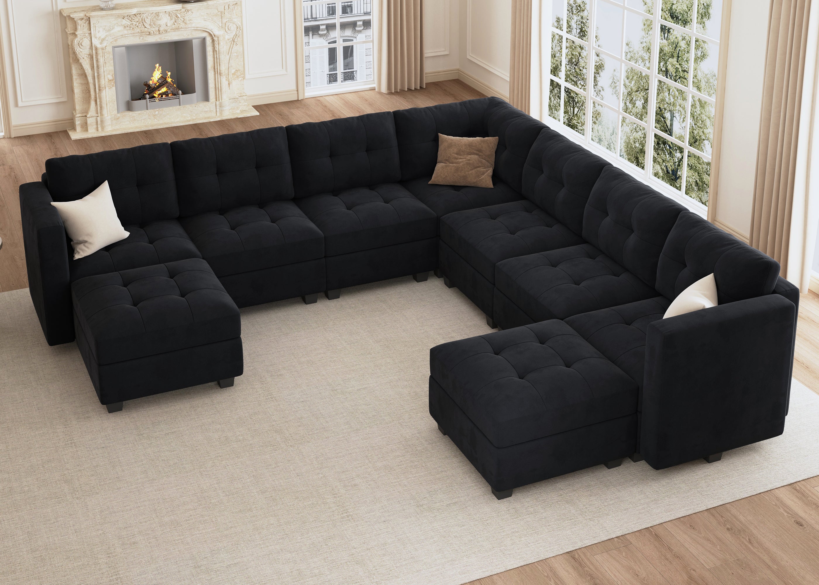 U Shaped Modular Sectional Storage Sofa Couch for Living Room