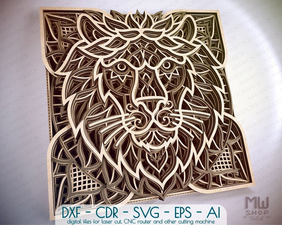 Download Digital File Multi Layered Lion Mandala Dxf Svg Eps For Laser Cut C Delle Kreations