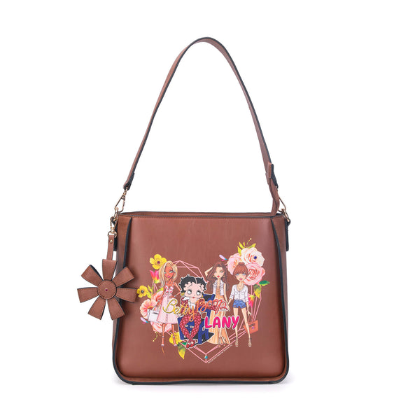 Betty Boop Friends/Flower Faux Leather Hobo Purse (Natural) – LuxeBag