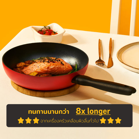 ทนทานกว่า non-stick ทั่วไป 8 เท่า MEYER Bauhaus Induction กระทะทอดทรงตื้น ขนาด 20 ซม. Frypan (13386-TE12)