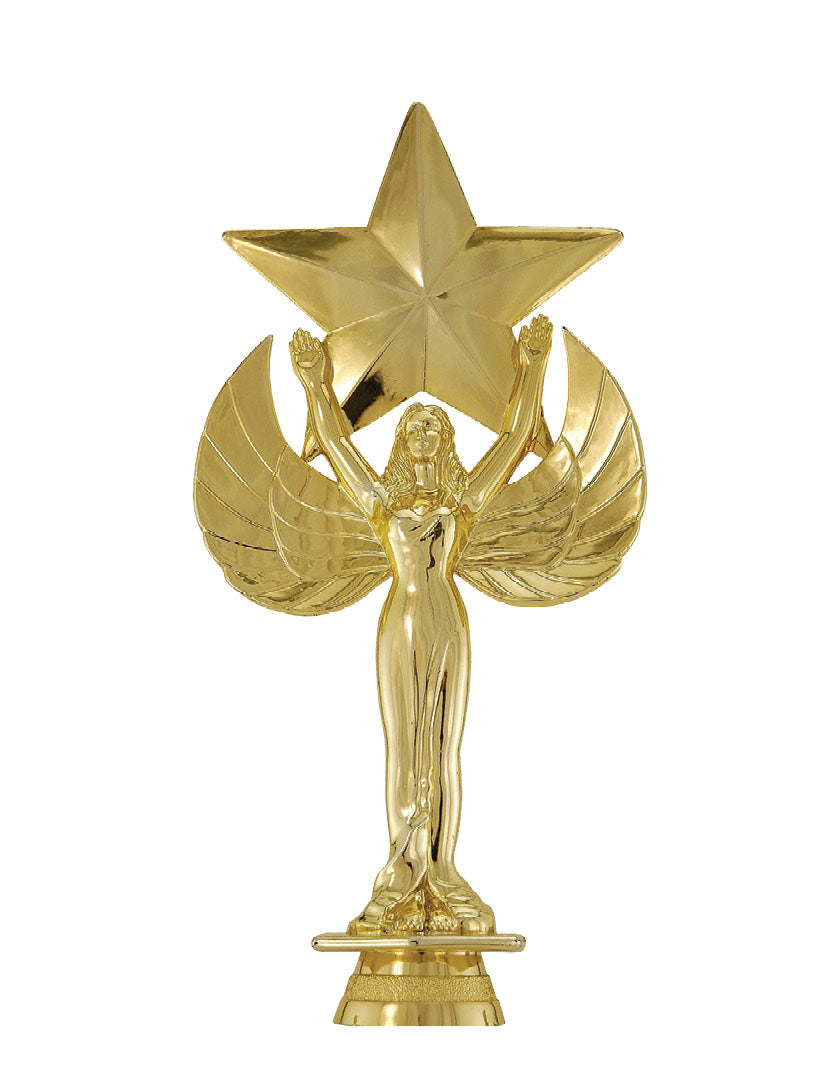 Achievement star, winged figure, woman