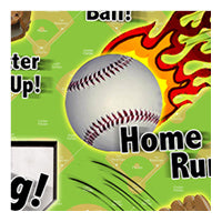 Baseball game swatch, flaming baseball, home plate, home run, play ball