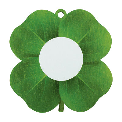 4 leaf clover shape, custom insert birchwood medal